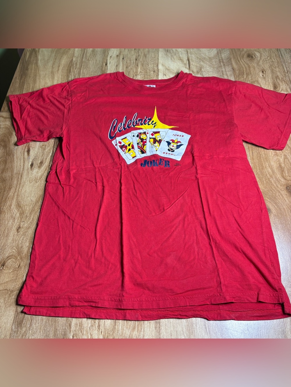 Simpsons Celebrity Joker Red Tshirt Mens Size L/XL Playing Cards Cartoon